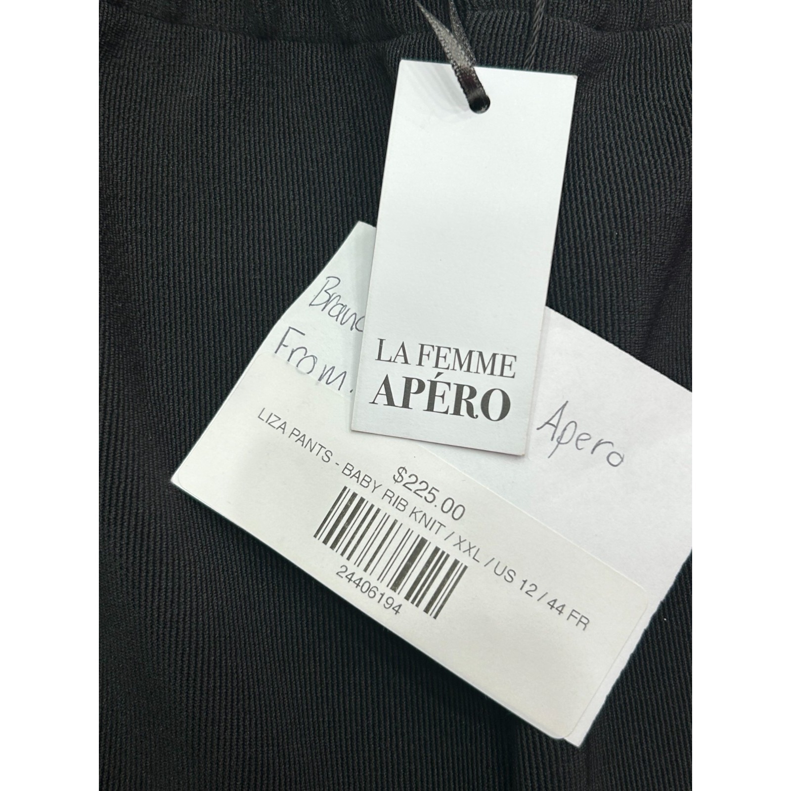 Nwt La Femme Apero Liza Pants Womens 12 Black Rib Knit Wide Leg Palazzo — image 3 of 8